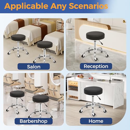 ANWBROAD Round Rolling Stool with Wheels Height Adjustment 360° Swivel