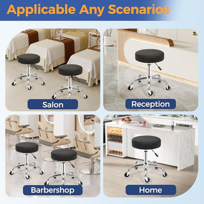 ANWBROAD Round Rolling Stool with Wheels Height Adjustment 360° Swivel