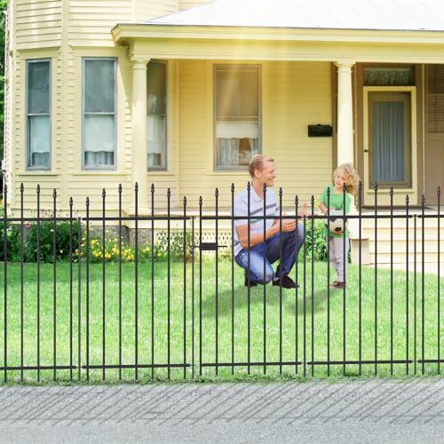 42" x 12' No-Dig Metal Garden Fence with Gate, Outdoor Fencing for Yard - size: Roman Col 42″H x 12ft (1Gate+5Panels)