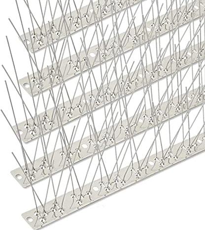 Bird Spikes Stainless Steel 200ft Coverage 185 Pack for Pigeons Small Birds Outdoor Use Bird Prevention Strips for Fence Crows Woodpeckers with 304 Stainless Steel Pins and Base Not Rusty - size: 200 feet (185 pieces)