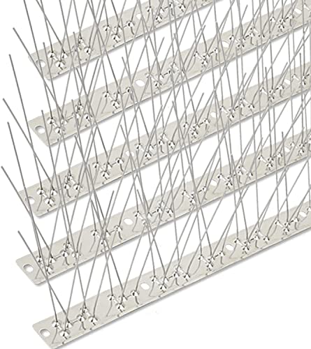 Bird Spikes Stainless Steel 200ft Coverage 185 Pack for Pigeons Small Birds Outdoor Use Bird Prevention Strips for Fence Crows Woodpeckers with 304 Stainless Steel Pins and Base Not Rusty - size: 200 feet (185 pieces)