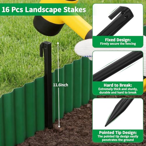 Garden Edging, 6"×29.5' Flexible Landscape Edging Border with 16 Stakes, Garden Lawn Border for Flower Beds, Lawn, Paver Edging, Tree Rings DIY Landscaping, 2 Pack
