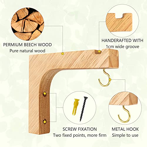 Macrame Plant Hanger, Hanging Wall Planters for Indoor Plants, Wooden Hanging Basket Hooks for Outdoor Pots Wind Chime Flower Bracket Lanterns Patio Garden Decoration (2-Pack,5-Inch) - style: 2-L Style(2Pack)