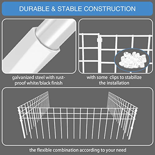 32x10-inch No Dig Animal Barrier Fence, 20 Pack White Dig Protective Fence with 1.5 inch Spike spacing, Dog/Rabbit/Groundhog Underground Defence, for Outdoor Garden Patio - size: 32x10-20P- white