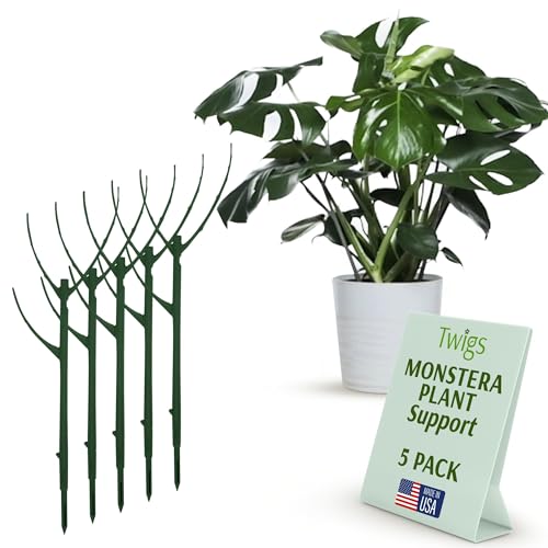 Stackable Monstera Plant Support Stakes, Monstera Dark Green, 5-Pack, 17" L - color: Monstera (Dark Green), size: Stackable (5 Pack)
