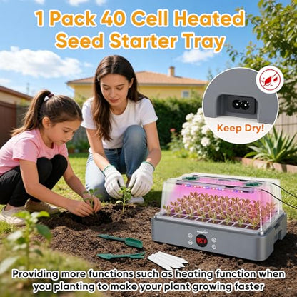 BlumWay 40-Cell Seed Starter Tray with Grow Light, Temperature Display