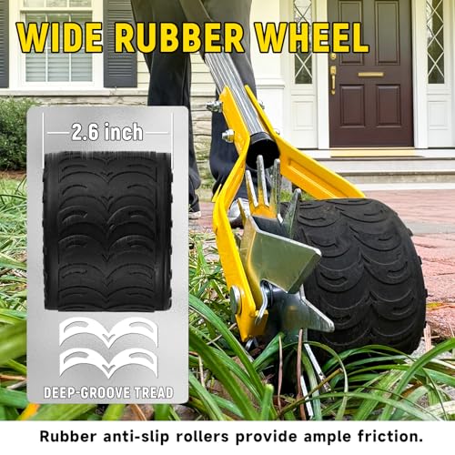 Manual Edger Lawn Tool, 75 Inch Wheel Rotary Edger for Lawn with Extra-Wide Wheel, Grass Edge Trimmer with Adjustable Handle, Ideal Hand Edging Tool for Sidewalk, Driveways and Landscaping