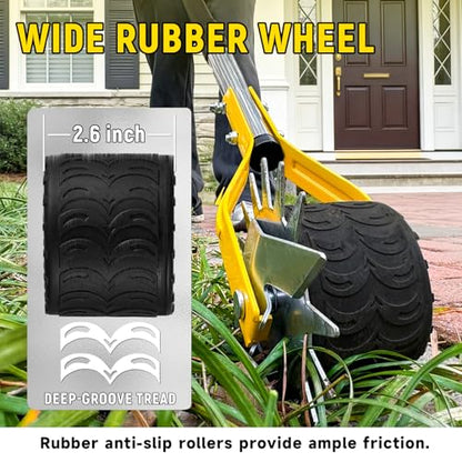 Manual Edger Lawn Tool, 75 Inch Wheel Rotary Edger for Lawn with Extra-Wide Wheel, Grass Edge Trimmer with Adjustable Handle, Ideal Hand Edging Tool for Sidewalk, Driveways and Landscaping