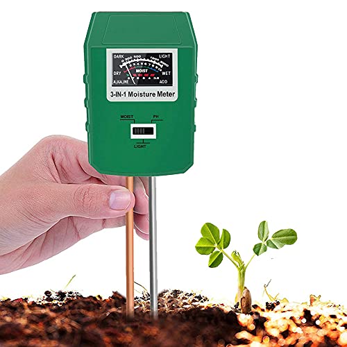 Soil Test Kit for Moisture, pH& Sunlight Meter,3 in 1 Soil Tester for Plant, Vegetables, Garden, Lawn, Farm, Indoor/Outdoor Use (No Battery Need) (Green 2.0)