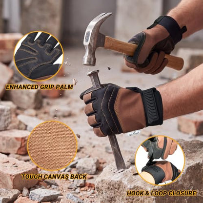 Work Gloves for Men Women Breathable Canvas Gardening Gloves for Yard Work Garage Mechanic Touchscreen Compatible - size: X-Large