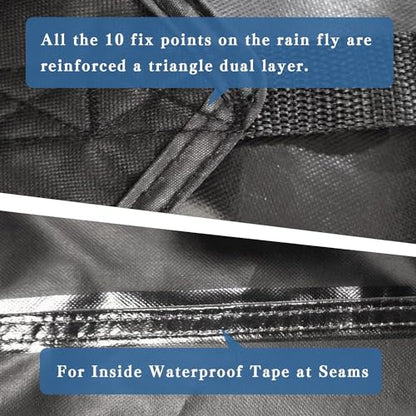 5x5ft Black Tarp Heavy Duty Waterproof, Oxford Fabric Cover 20mil - size: 5x5ft