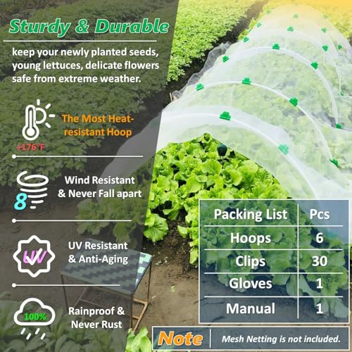 Greenhouse Hoops for 2-4ft Wide Raised Beds, 6.56ft Long Super Bendable Fiberglass Garden Hoops, Weather Resistant Grow Tunnel Support Frame for Plant Row Cover, 6 Pcs - style: Beginner Kit