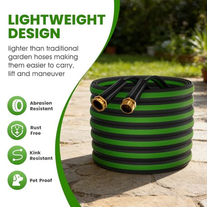 Garden Hose 25 FT, Non-Expanding Water Hose, Lightweight Flexible, Kink-Resistant & Burst-Resistant, High Pressure Garden Hose for Lawn, Garden, Car Wash & Outdoor Cleaning - size: 25FT