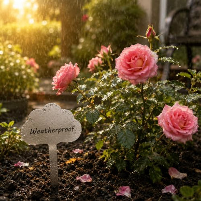 Cloud Shape Stainless Steel Plant Labels with Marker Pen for Outdoor Indoor 20 PCS Reusable Metal Garden Markers for Vegetables Herb Flower Seed Greenhouse - size: 10.6 INCH
