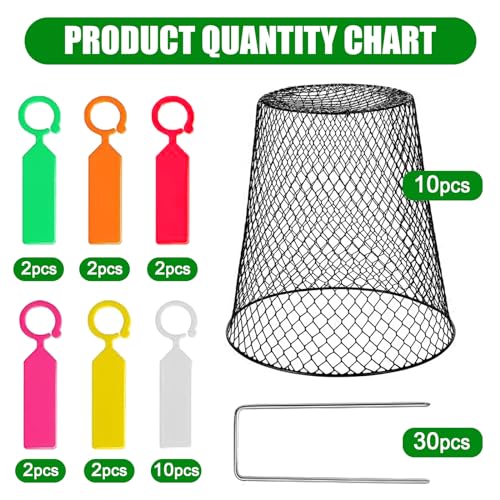 10 Pack 9.13"×9.13" Chicken Wire Cloche Plant Covers - Garden Plant Cloche Metal Heavy Duty Plant Protectors from Animals for Keeping Bunnies Chicken Squirrels Birds Other Out (10, Black)