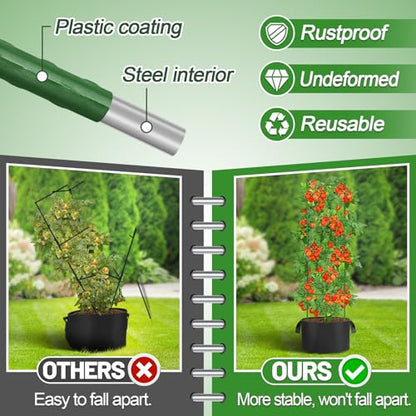 ANPHSIN Sturdy Triangle Tomato Cage with Movable 15 Gal Grow Bags, 3 Sets - style: 15 gallons