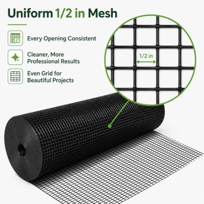 Black Hardware Cloth 1/2 in. x 6 ft. x 50 ft. 19-Gauge - size: 1/2'' x 72'' x 50'