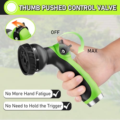 SPECILITE Garden Hose Nozzle with 8 Adjustable Spray Patterns, ABS Hose Sprayer Nozzles with Thumb Control On Off Valve for Easy Flow Control, Use for Watering Plants & Lawns, Washing Cars & Pets