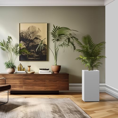 Kante Large Column Square White Concrete Planter 27.6" H, Outdoor - color: Pure White, size: 27.6" H