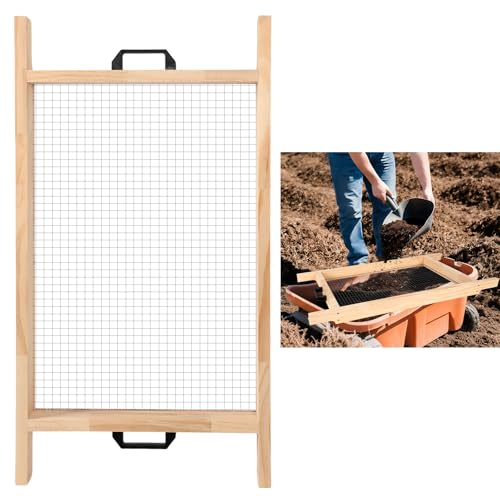 Large Soil Sifter Dirt Sifter for Gardening 15.7'' × 31.5'' Wooden Compost Sifter for Sand Gravel Sifter Suitable for Wheelbarrow and Handheld Great Garden Tool for Plants & Vegetables