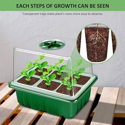 YAUNGEL Large Cell Seed Starter Tray, 60 Cells, 10-Pack with Heightened Lid