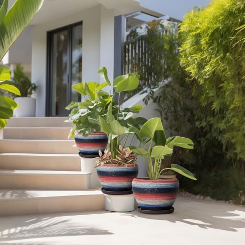 6+8+10 Inch Ceramic Planter, Ceramic Plant Pots Indoor, Rainbow - color: Rainbow