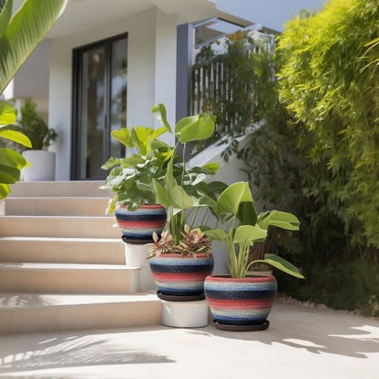 6+8+10 Inch Ceramic Planter, Ceramic Plant Pots Indoor, Rainbow - color: Rainbow