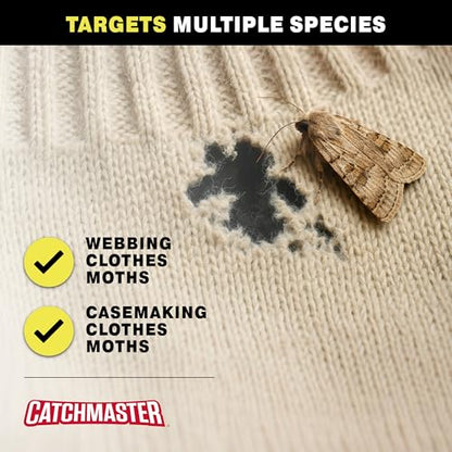 Catchmaster Clothing Moth Traps with Premium Extra Strength Odorless Pheromone Technology – XL Hardwood Design, Extra-Strength Glue – Traps & Targets Casemaking and Webbing Moths - 6-Pack - color: Hardwood