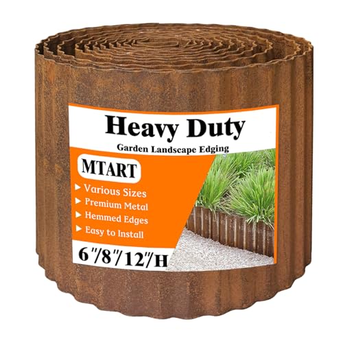 MTART Metal Garden Edging for Landscaping, Sturdy Corrugated Edging Border for DIY Flower Bed, Lawn and Landscape Edging (Rusty, 5.5"×80Ft) - color: Rusty, size: 5.5"×80Ft