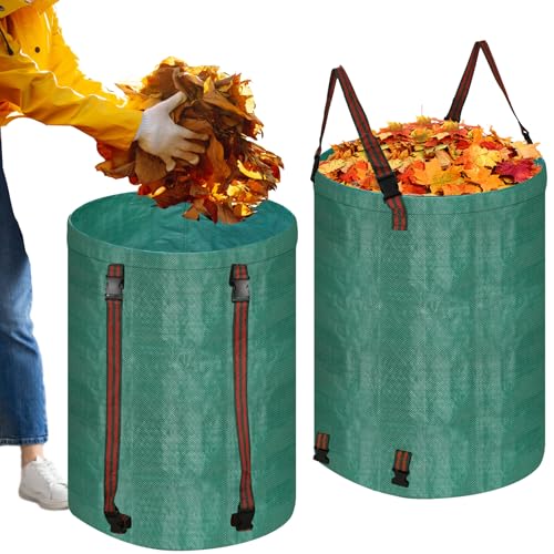 200L leaf Collector Bag, Shoulder Strap, and Drawstring – Reusable Yard Garden Bag for Leaves and Lawn Trash, Perfect for Leaf Removal, Yard Clean-Up (Without lid, 48 Gallon)