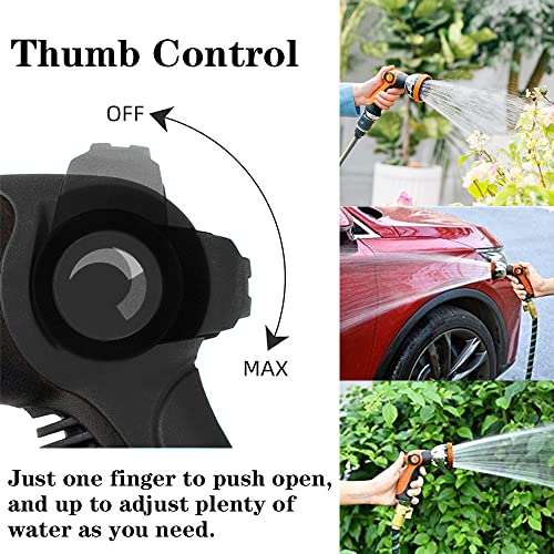 Garden Hose Nozzle Spray Nozzle,10 Hose Metal Duty Watering Patterns Thumb Control On Off Valve, High Pressure Nozzle Sprayer for Watering Plants, Car Wash,Cleaning,Showering Pets - color: Black