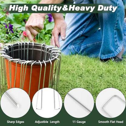 FEED GARDEN 8 Inch 50 Pack Galvanized Landscape Staples 11 Gauge Anti-Rust Garden Stakes Landscaping Fabric SOD Pins Yard Stakes for Weed Barrier Fabric - size: 8 Inch