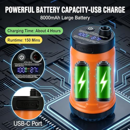 Portable Camping Shower Pump, 8000mAh, LED Display