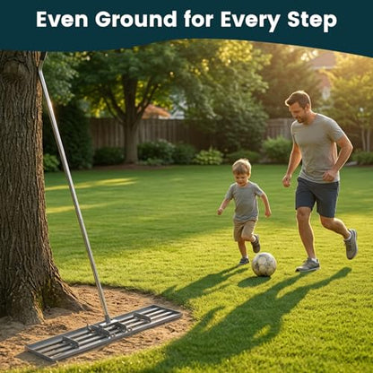 Lawn Leveling Rake 30x10 inch, (Professional-Grade) Lawn Leveler Tool with Stainless Steel Handle Rakes for Lawns Heavy Duty Landscape Rake for Backyard, Garden, Golf Course, Farm, Pasture - size: 30x10inch-6.5FT