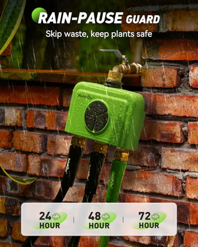 RAINPOINT 3 Zone WiFi Water Timer with Smart Gateway, Brass Inlet/Outlet WiFi Sprinkler Timer, Voice Control, Smart Watering System by Time/Weather/Quantity/Soil Moisture, (Green, 3 Zone) - color: Green