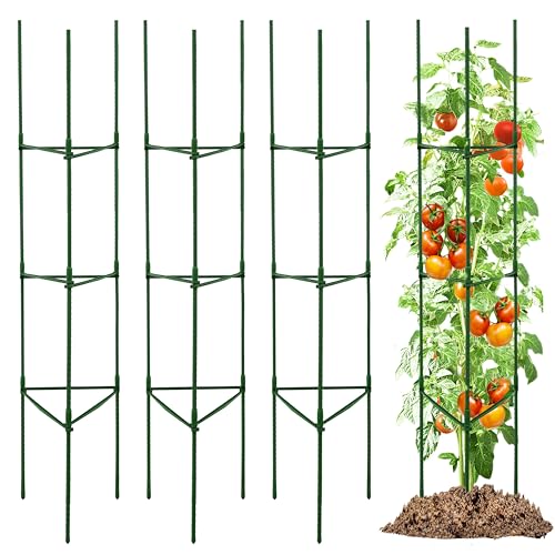 TCBWFY 4-Pack 63-Inch Adjustable Tomato Cages, Heavy-Duty Metal Plant Support Trellis for Garden and Pots, DIY Tomato Stakes, Height Adjustable 16 to 252 Inches - size: 63"-4pcs