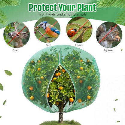 24 x 24 Ft Extra Large Fruit Tree Netting Cover with Zipper and Drawstring, Insect Bird Barrier Netting for Garden Protection, Keep Birds Squirrels Cicadas and Small Fly Out - size: 24 x 24 ft