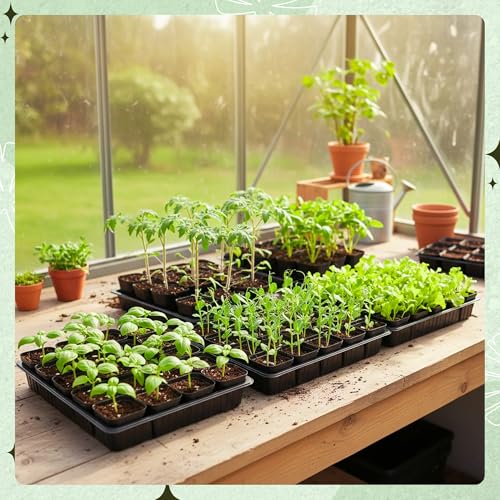 100 Pcs Square Nursery Pots, 5 Pcs Seed Starter Tray, 2.6 inch Nursery Pots with Tray, Plastic Starter Pots for Planting Seeds, Reusable Seed Starting Pots with Drainage Holes (Plastic) - style: Plastic