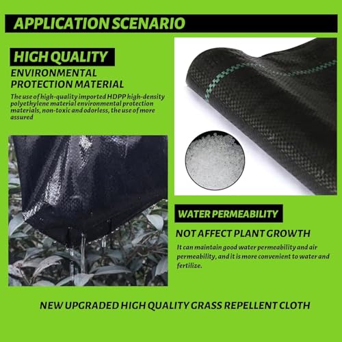3x50FT Weed Barrier Landscape Fabric Heavy Duty, 3.2oz Durable Geotextile Fabric, Block Gardening Ground Cover Weed Mat, Weed Control Garden Cloth for Landscaping, French Drains, Yard Driveway - size: 3*50