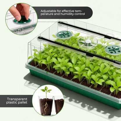 2 Pack Seed Starter Tray with Grow Light, 120-Cell Seedling Kit - size: 120 Cells