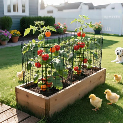 8 Pack 24x12 inch Plant Protector, Wire Garden Cages with Stakes & Ties - size: 24PCS-24"x 12"