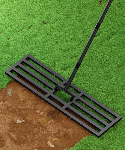 36x10 inch Lawn Leveling Rake, Upgraded Lawn Leveler Tool Heavy Duty Reinforced Connection, Garden Rake with Adjustable Long Handle, Ground Leveler for Yard Smoothing Soil Grass Dirt Sand