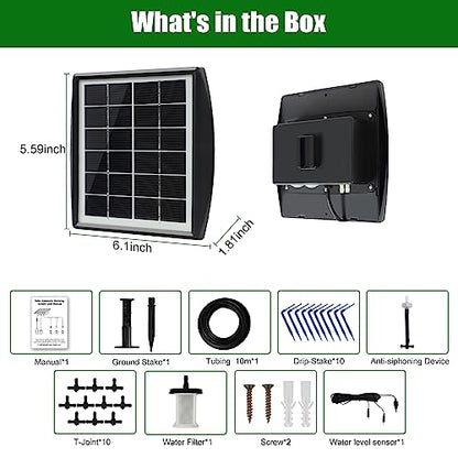 Solar Automatic Drip Irrigation Kit System, JIYANG Solar Powered Auto Easy DIY Watering Device Supported Pots Plants, 6 Timing Modes with Anti-Siphoning Device (Supported 10 Pots, 6Timing Modes) - size: 10 Pot-Drip Irrigation