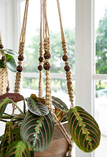 Mkono Macrame Plant Hanger Indoor 35 Inch Hanging Planter Basket Brown 2Pcs - color: Brown