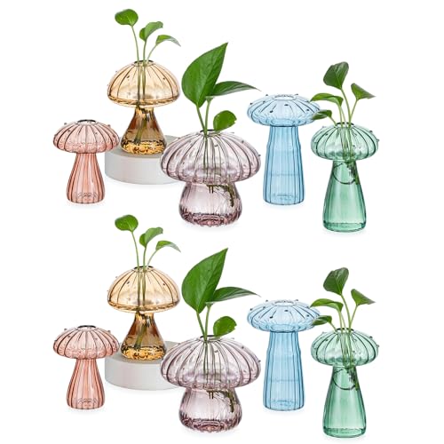 Hewory Plant Propagation Stations: 10PCS Colored Mushroom Vase for Flower - color: Multi-color, size: 10