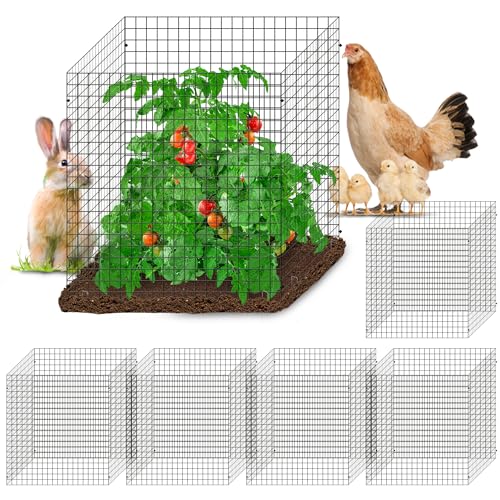24 Pics DIY Metal Plant Protectors from Deer, Garden Fencing Animal Barrier Size 11.8 * 11.8 inches, Mesh Plant Cage Chicken Wire Cloche for Plants with Stakes and Nylon Cables (24 Pcs) - color: 24 Pcs