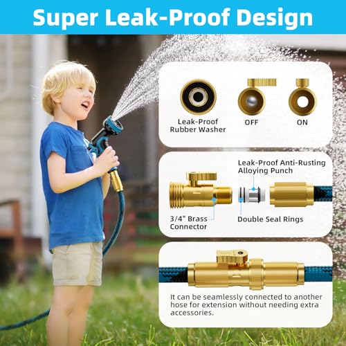 Garden Hose, Non-Expandable Water Hose 100ft, Flexible, Kink & Leak Proof Water Pipe with 10-Function Spray Nozzle, Lightweight Outdoor Hose for Yard, Lawn, Car Wash, RV and Home Use - size: 100FT