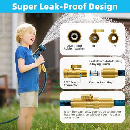 Garden Hose, Non-Expandable Water Hose 25 ft, Flexible, Kink & Leak Proof Water Pipe with 10-Function Spray Nozzle, Lightweight Outdoor Hose for Yard, Lawn, Car Wash, RV and Home Use - size: 25FT