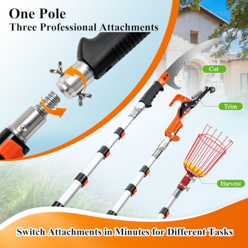26FT Reach Manual Extendable Pole Saw Puner & Fruit Picker Kit