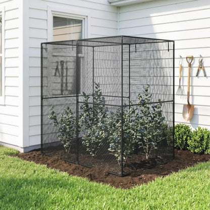 Outsunny 6' x 4' x 6' Crop Cage with Zippered Doors Vegetable Garden, Black - color: Black, size: 6' x 4' x 6'
